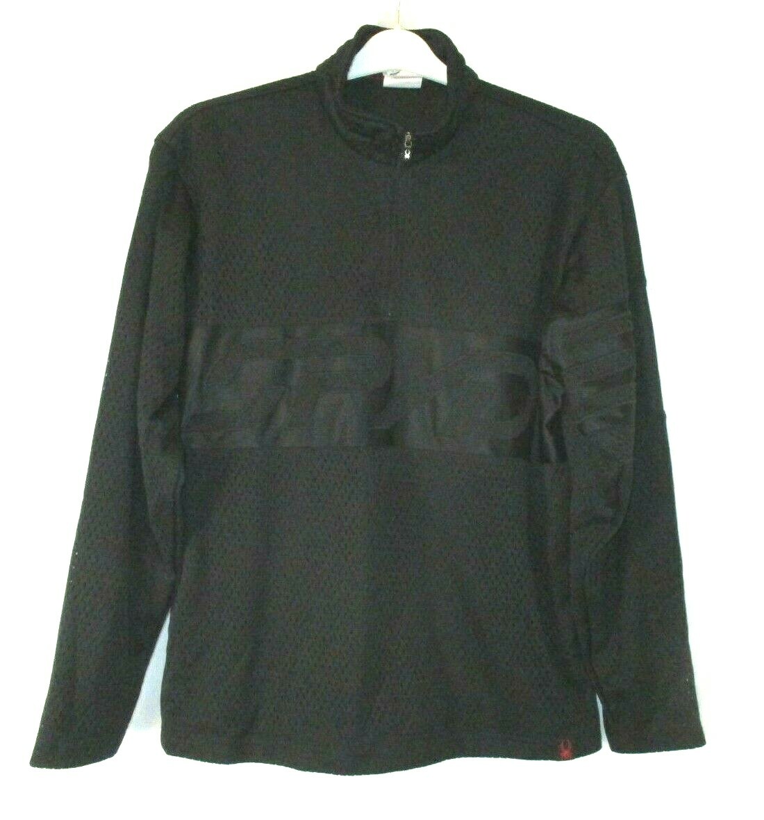 Spyder 1/4 Zip Mesh Jacket Spell Out Small Black Long Sleeve Pull On Men CBZ22
