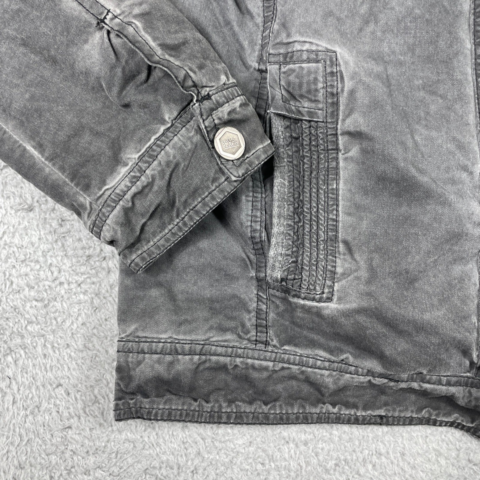 BKE Athletic Fit Hooded Jacket Mens Medium Gray Sherpa Lined Full Zip Cotton