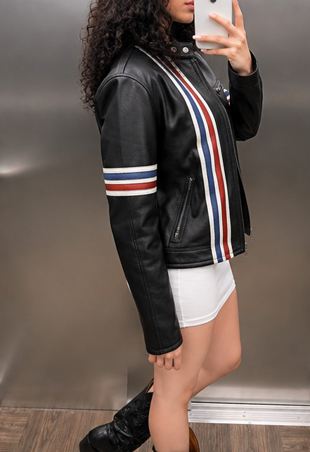 Peter Fonda Easy Rider Black Leather Jacket US Flag Biker Cafe Racer For Unisex