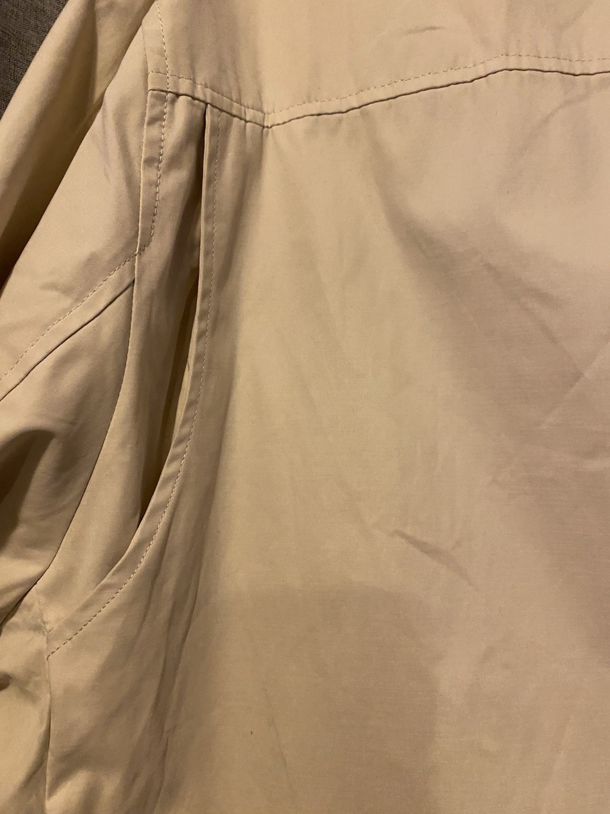 Men’s Khaki Trench Coat Button And Zipper Closure Size Large Hawker Rye
