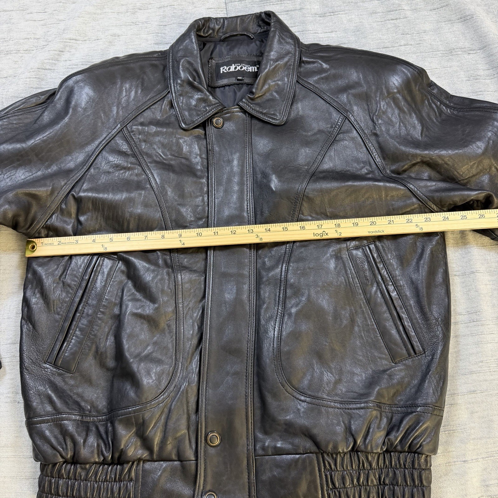 Raboem Premium Leather Bomber / Biker Jacket Men’s Size M 105cm Shoulder Padding