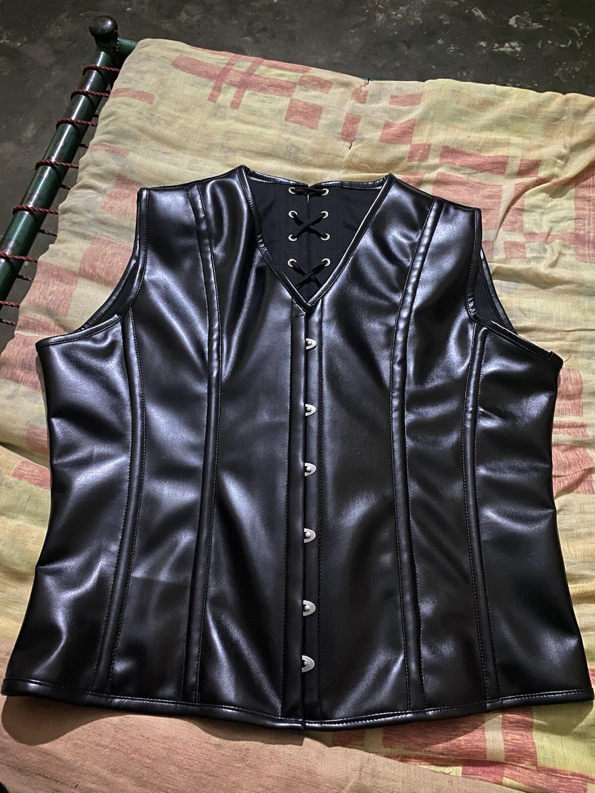 Mens Real Leather Steel Boned STEAMPUNK Waistcoat Corset Victorian GOTHIC USA