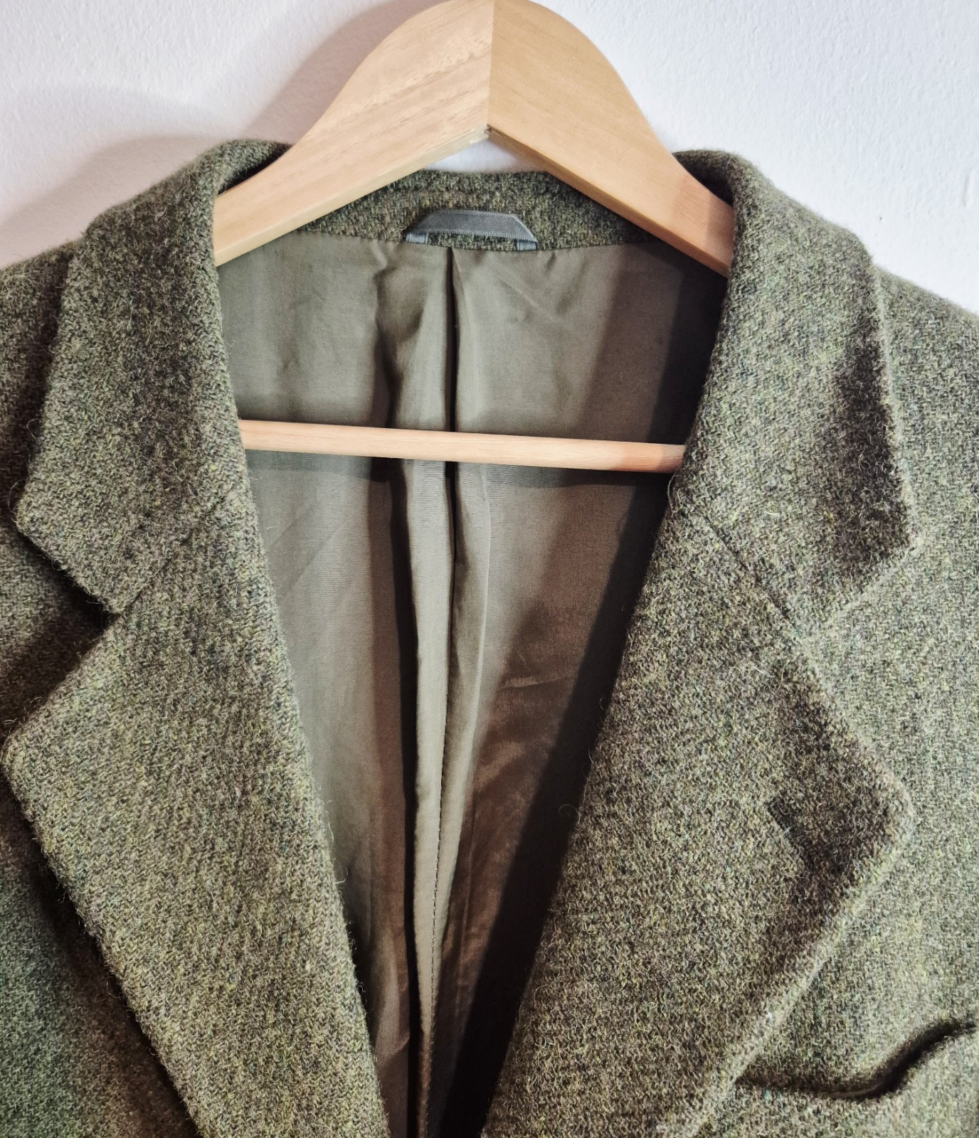 Harris Tweed Olive Green Wool Blazer 42R Vintage Country Heritage Dark Academia