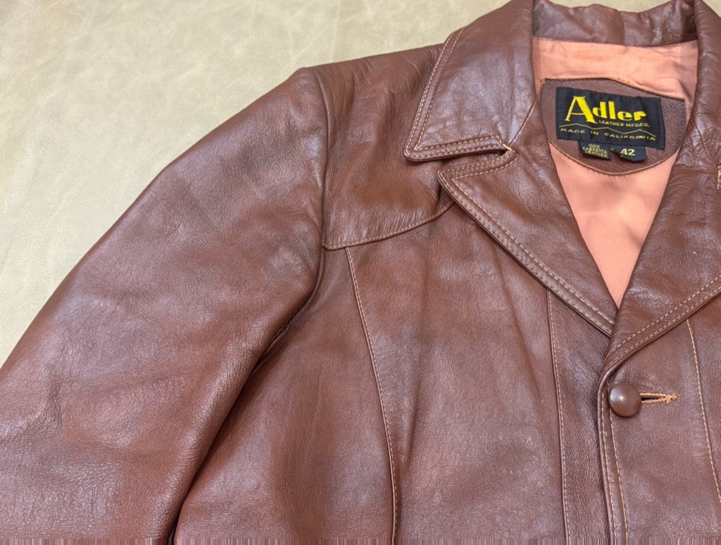 Vintage 60s Adler Cabretta Glove Leather Mens Jacket Size 42 Made in California