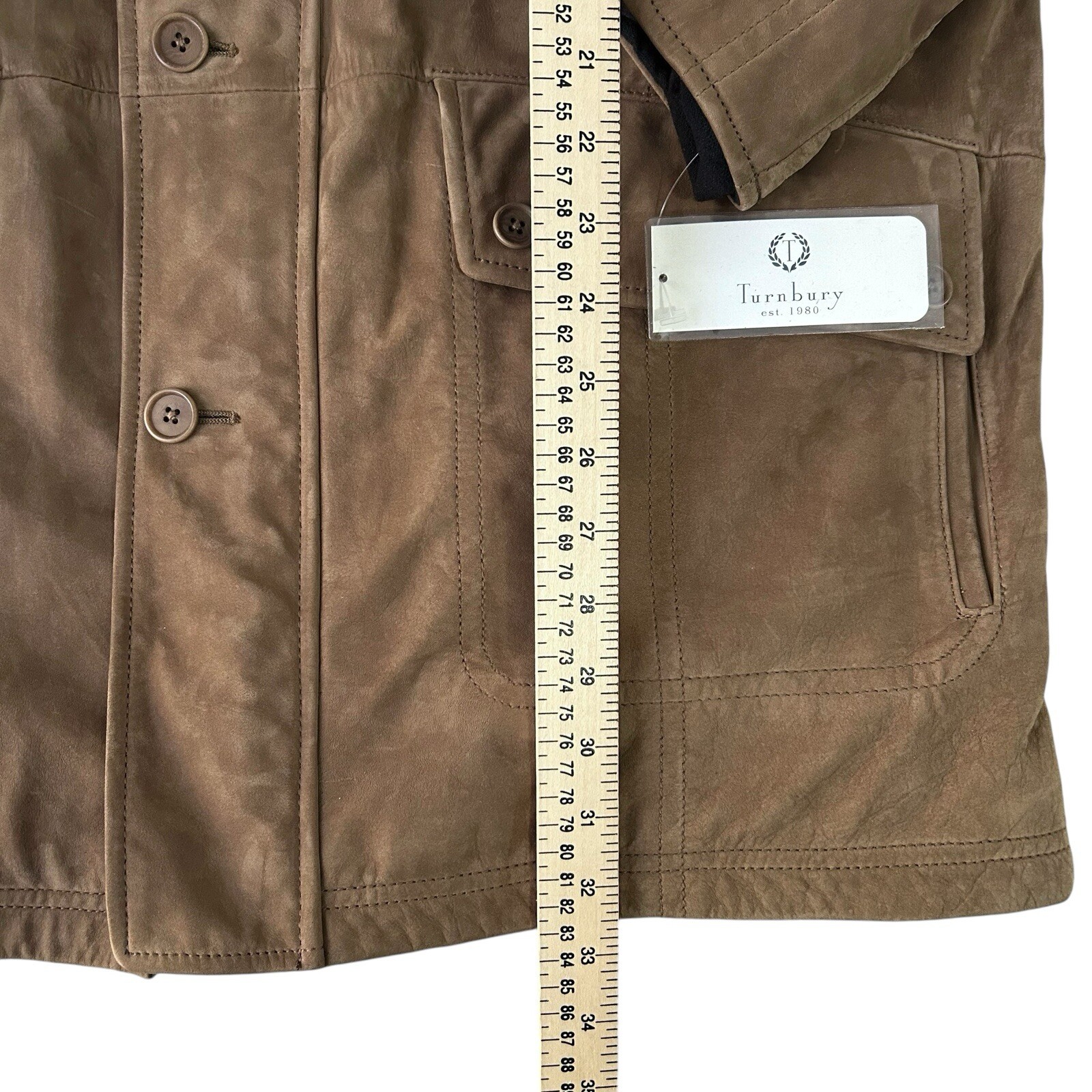 Turnbury Suede Leather Coat Mens Size Large Brown Insulated Button Zipper NEW