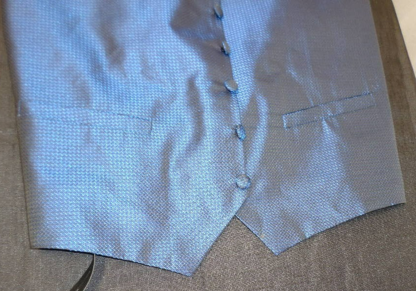 DESIGNER PRONTO-UOMO FORMAL DRESS BUTTON DRY CLEAN ONLY BLUE VEST SIZE LARGE