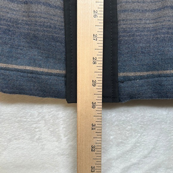 Pendleton Hooded Softshell Jacket Mens Medium Black Blue Striped Wool Stretch