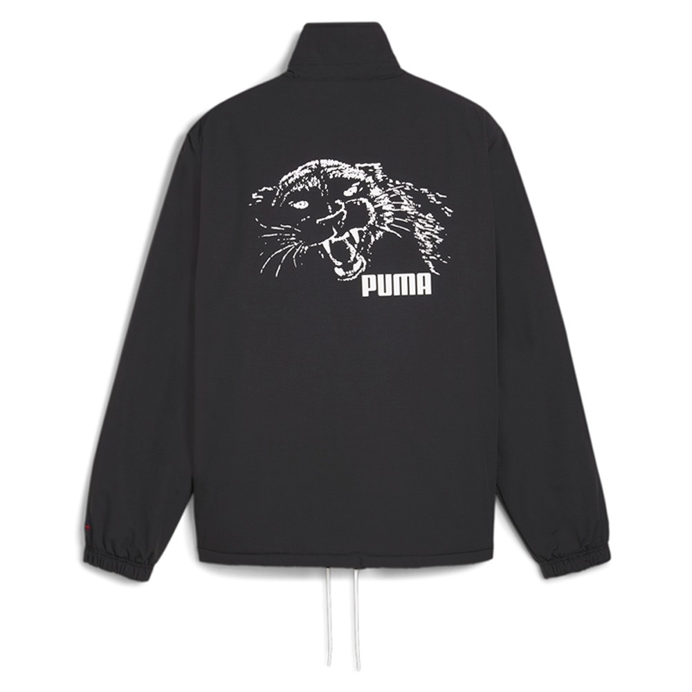 PUMA X Noah Graphic Embroidered Button Up Jacket Mens Black Casual Athletic Out