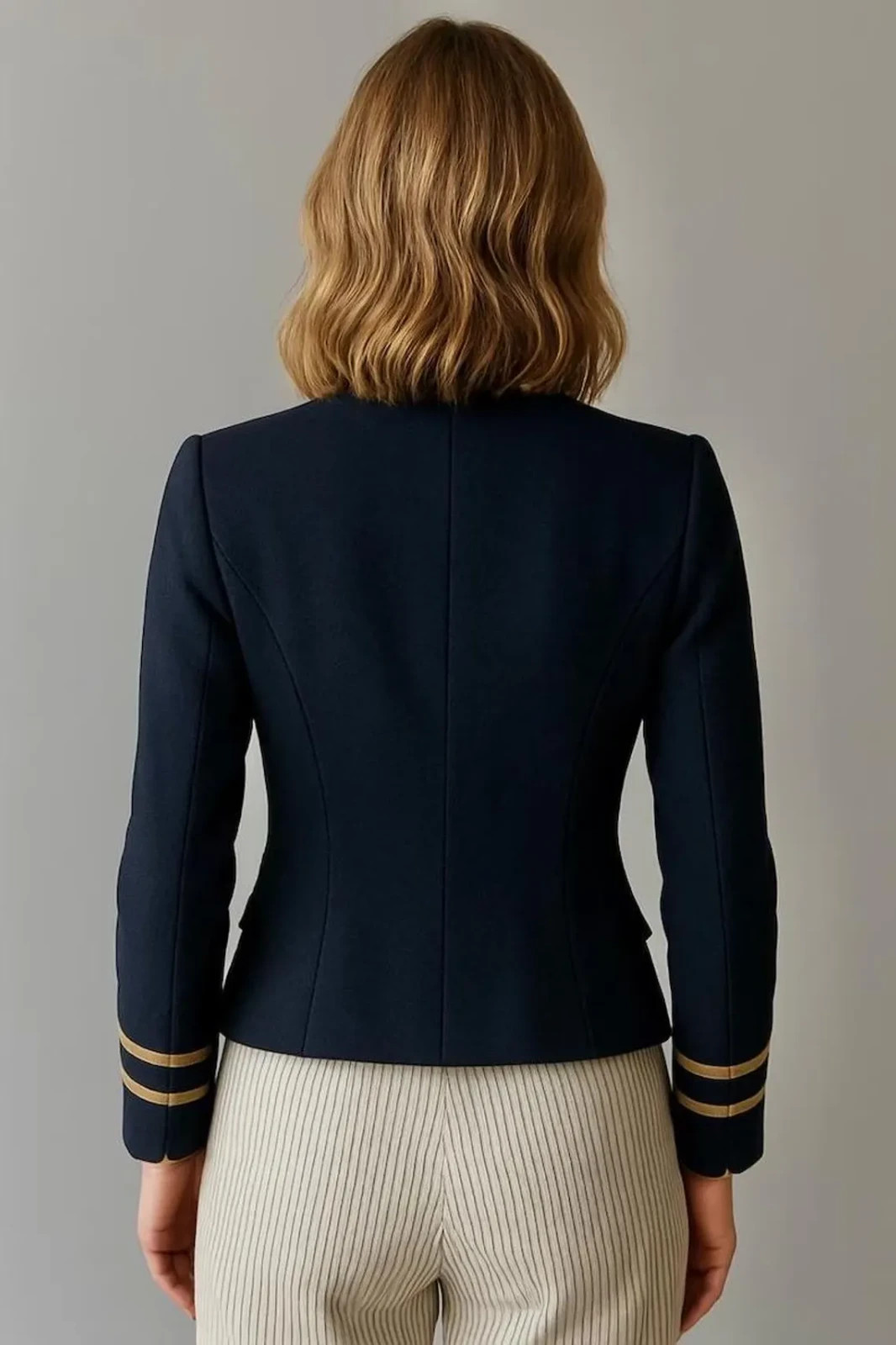 Custom Navy Blue Military Band Jacket Men Women Gold Trim Parade Uniform XS-6XL