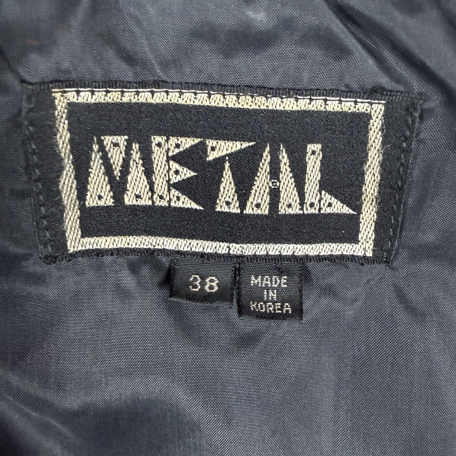 Vintage Metal Jacket Men’s 38 Black Leather Suede Blazer Notch Collar Cropped