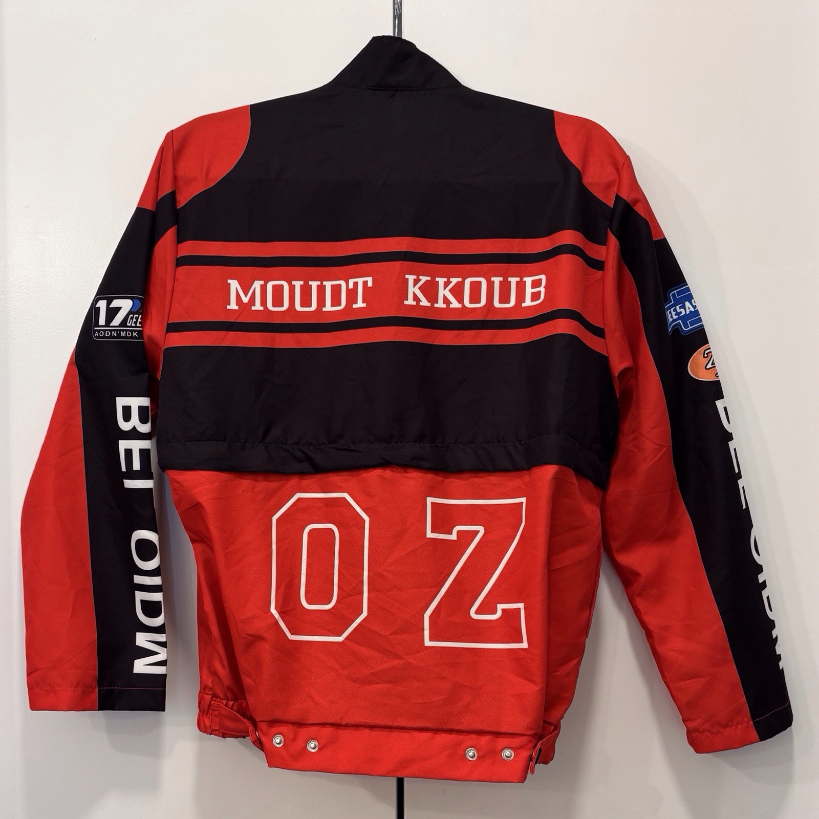 Mout Kkoub Racing Team Jacket Sz M Red Black 68 Patch Bikercore Moto Detachable