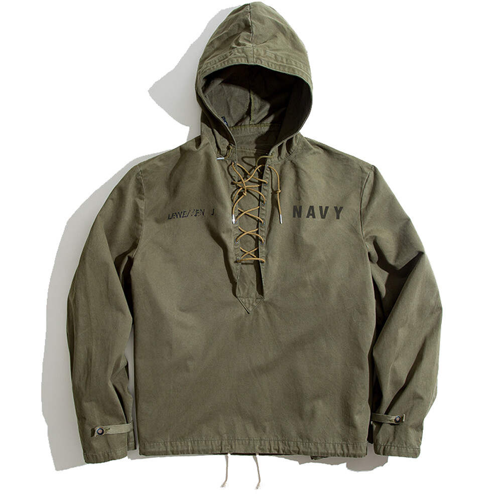 USN WET WEATHER PARKA Men’s Deck Jacket Hooded Smock Military NAVY Coat Spring