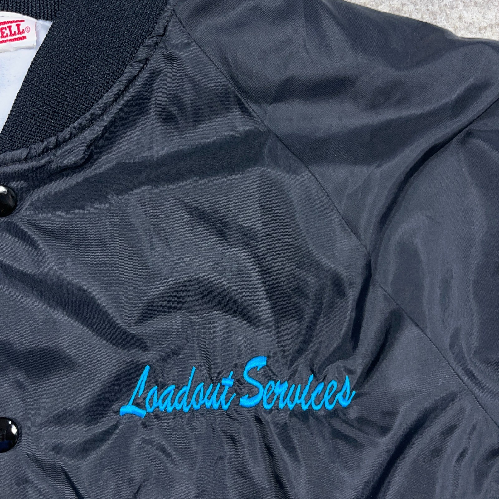 Vintage Satin Jacket Men Large Black Bomber Made In USA 80s 90s Lined Hartwell