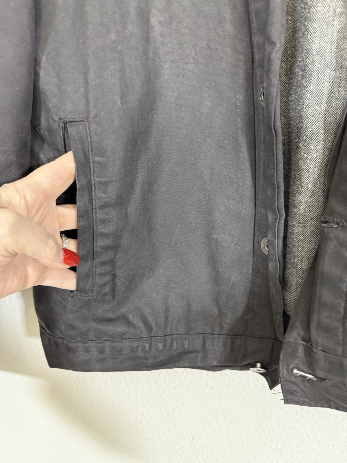 Flint and Tinder Huckberry Waxed Trucker Jacket Mens MED Lined Coal Made in USA