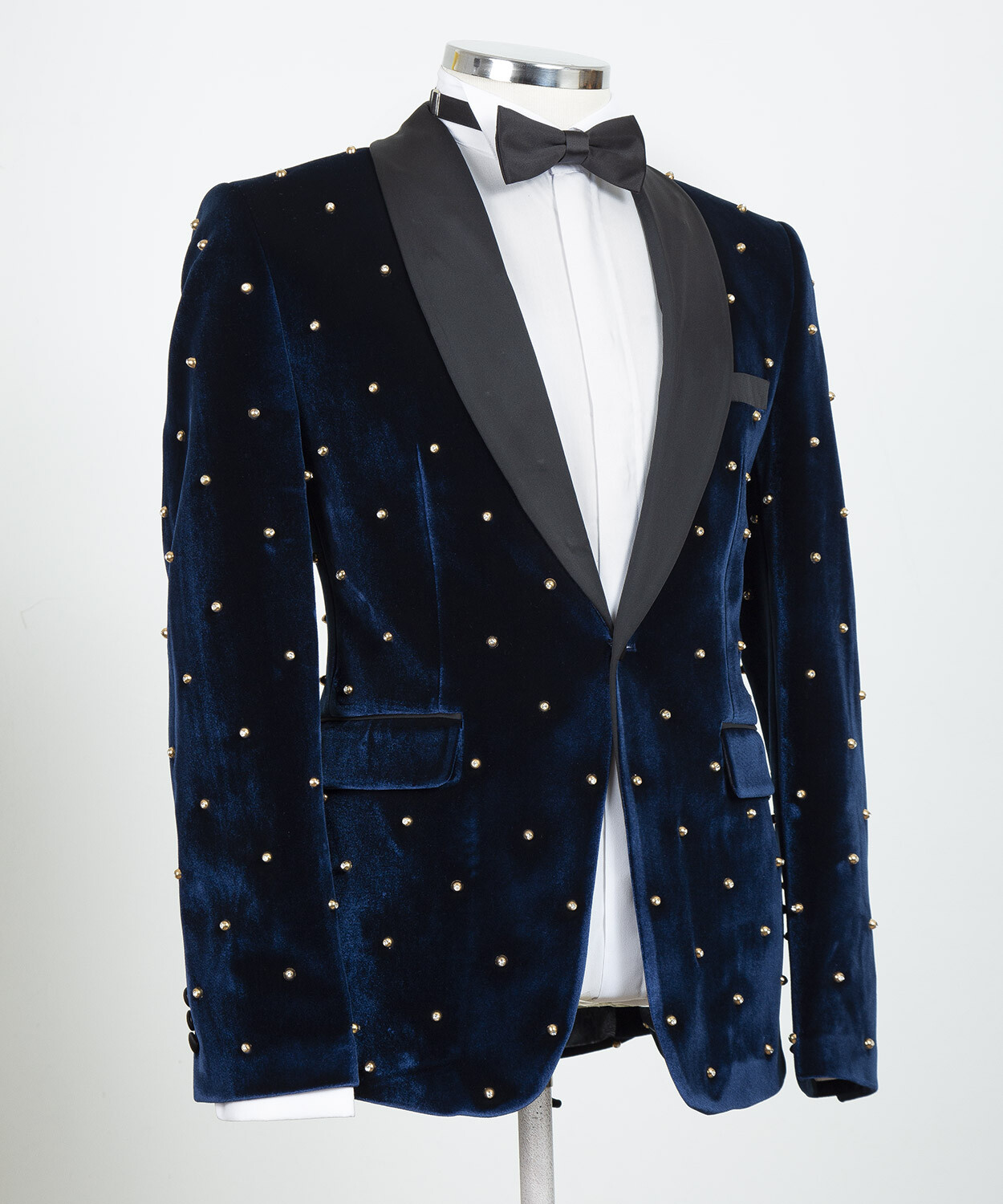 Velvet Beaded Men’s Suits Jacket Wedding Groomsmen Blazer Shawl Lapel Tuxedos