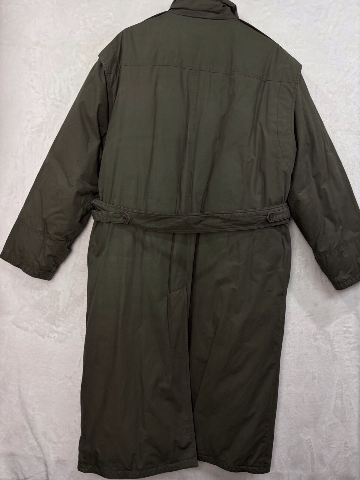 Vintage Duck Down Feathers Long Parka Men M EU 40 Belted 80s Army Green Military