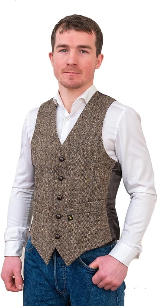 Hatman of Ireland 100% Donegal Tweed Waistcoat Mens Suit Vest