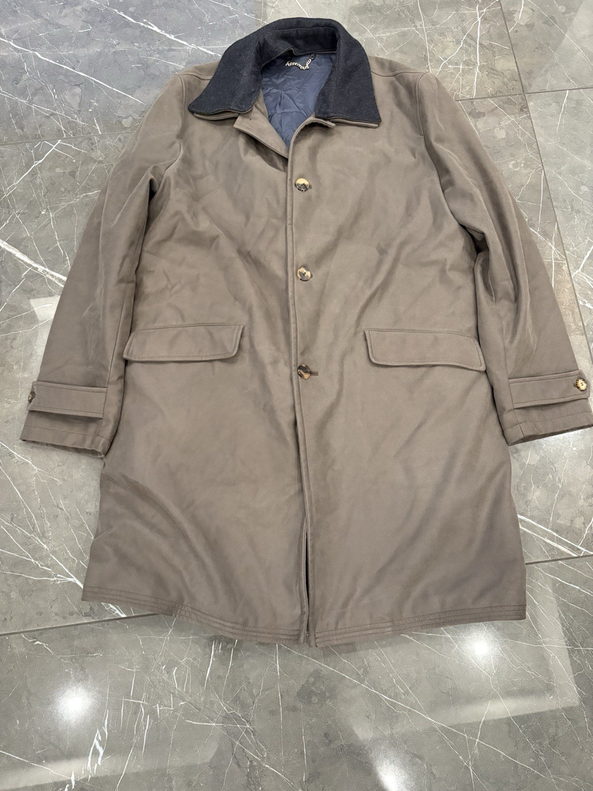 Valstar Long Coat Jacket Brown Double Collar Size 42 3 Button