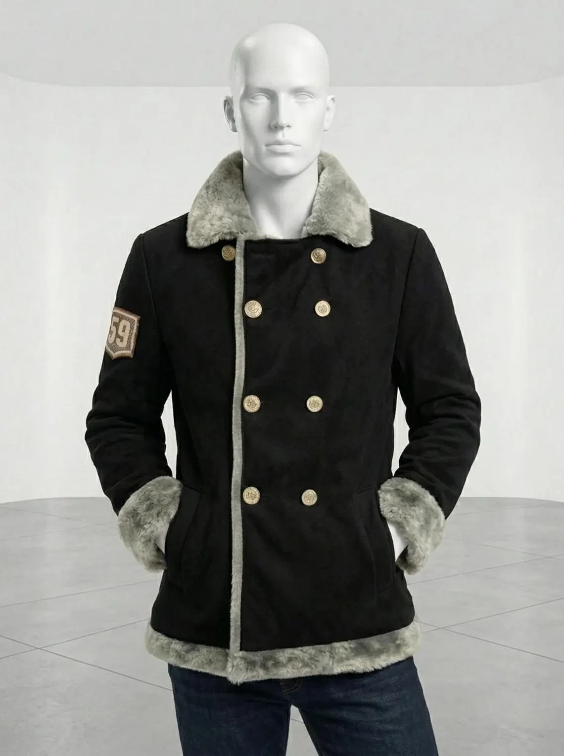One Piece Sanji Inspired Shearling Jacket Premium Anime Cosplay Coat.