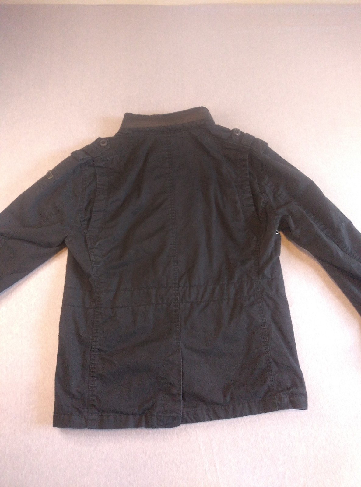 Vintage Brandit Black Britannia Field Coat Jacket Madein Germany Hidden Zip Hood