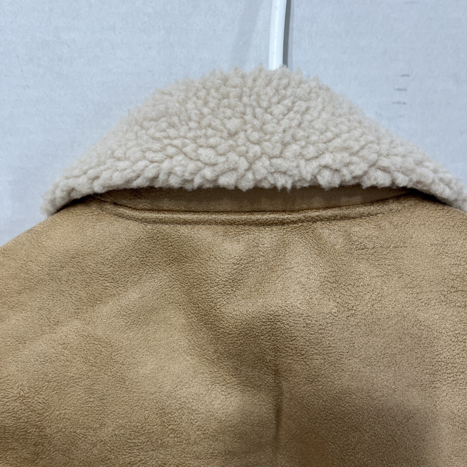 Men’s Large Sherpa Collar Faux Suede Bomber Jacket Full Zip Casual Western Coat