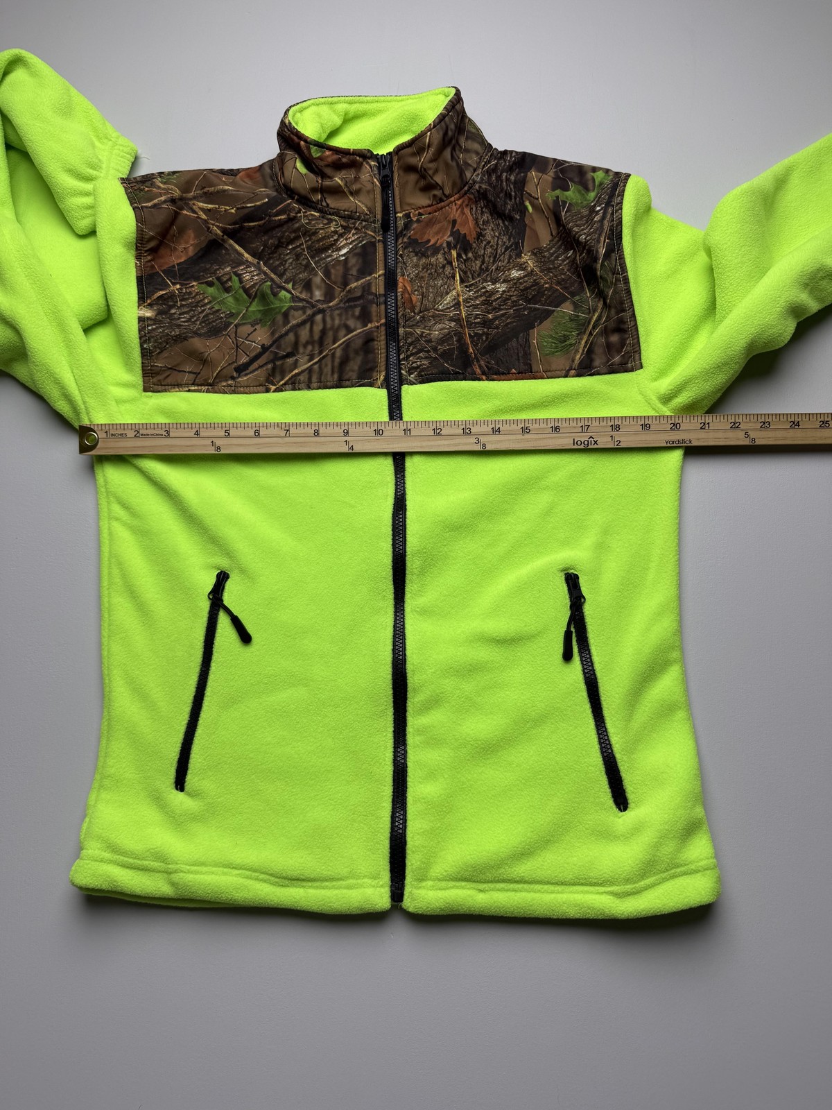 Trail Crest Jacket Mens Medium Green Fleece Camo Full Zip Hunting Outdoor