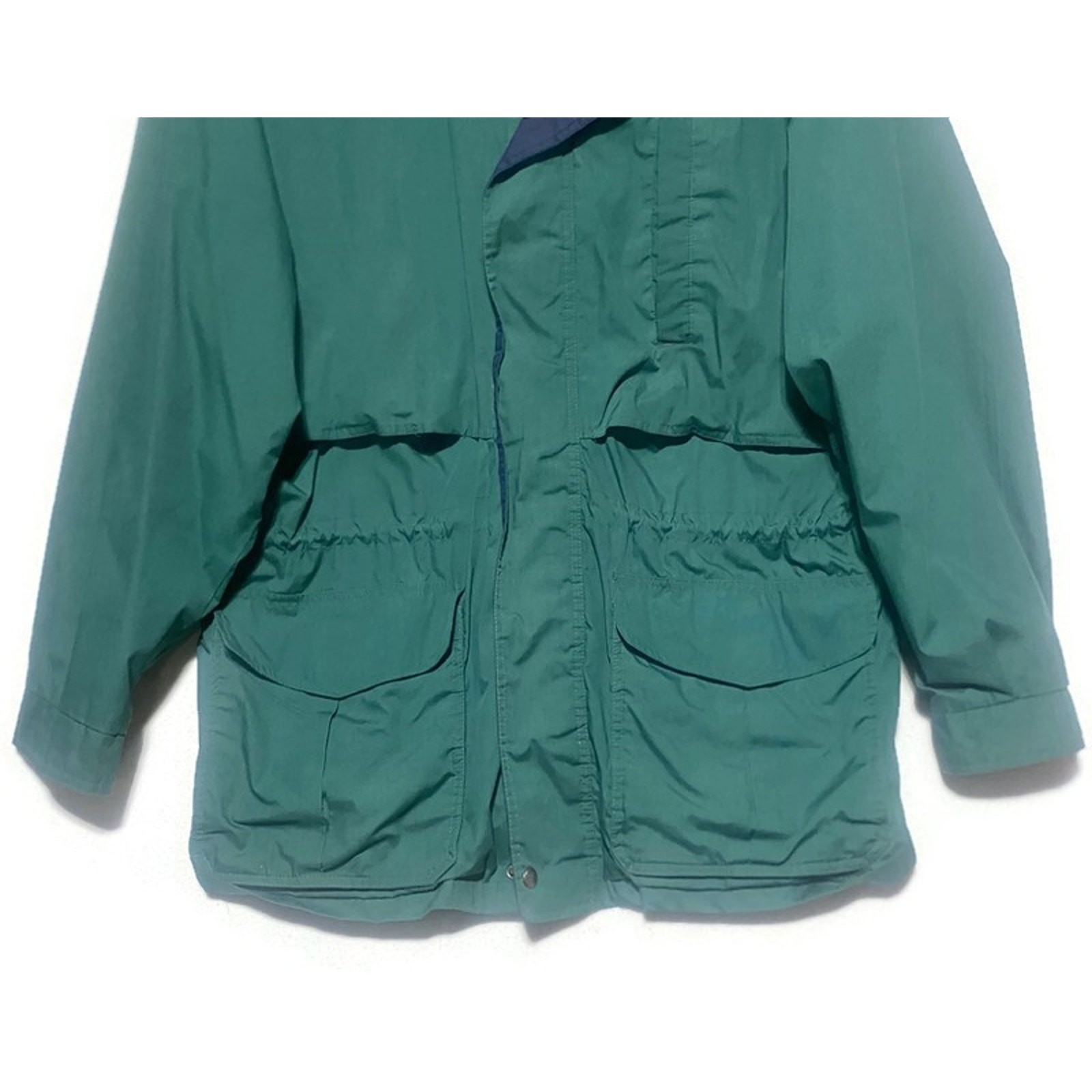 Trader Bay Men’s Large Utility Jacket Lightweight Green Zip-Up Cotton Polyester