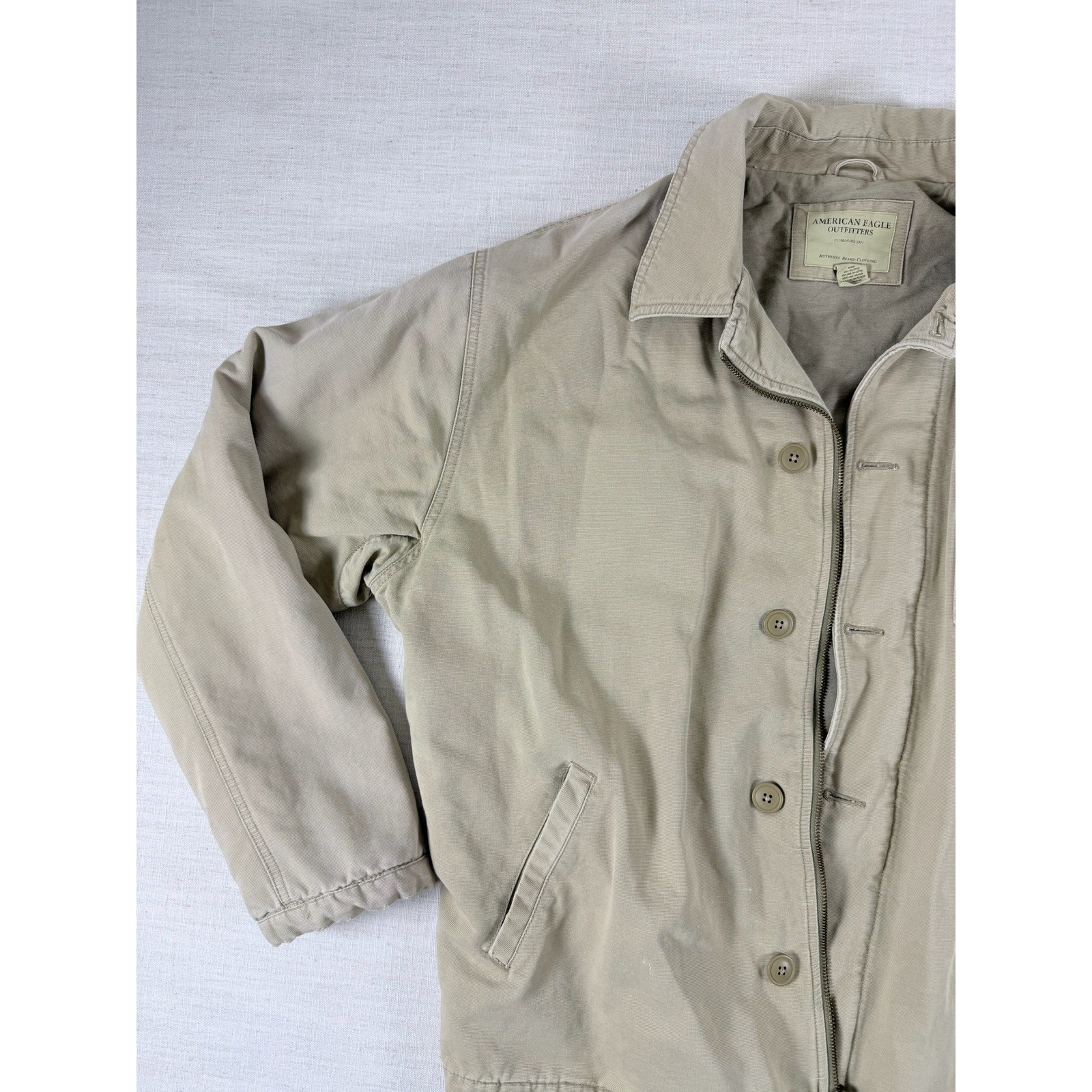 American Eagle Outfitters Mens XXL Khaki Tan Cotton Workwear Jacket RN 54485