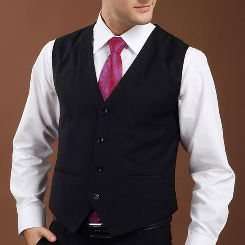 Men Suit Waistcoat Vest Gilet Single-Breasted Sleeveless Casual Formal Prom Work