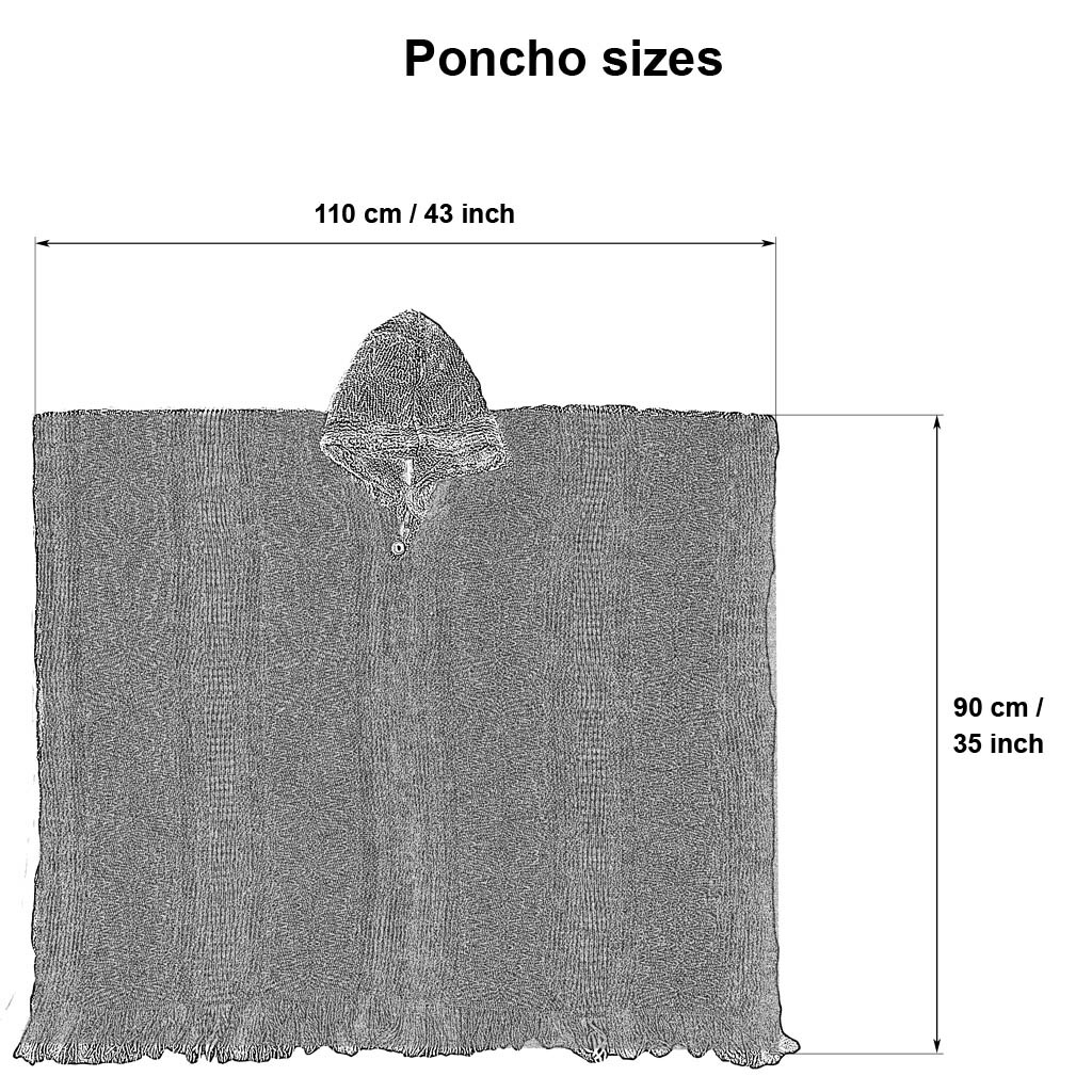 LLAMA WOOL MENS WOMANS UNISEX HOODED PONCHO PULLOVER SWEATER JACKET ALL SEASONS