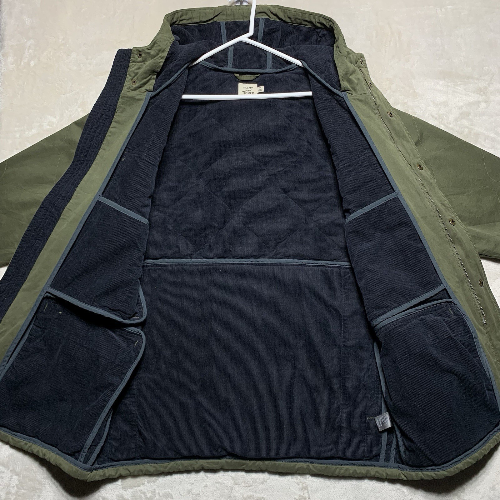 Flint And Tinder Caliber Parka Jacket Men’s M Olive Corduroy Military Huckberry