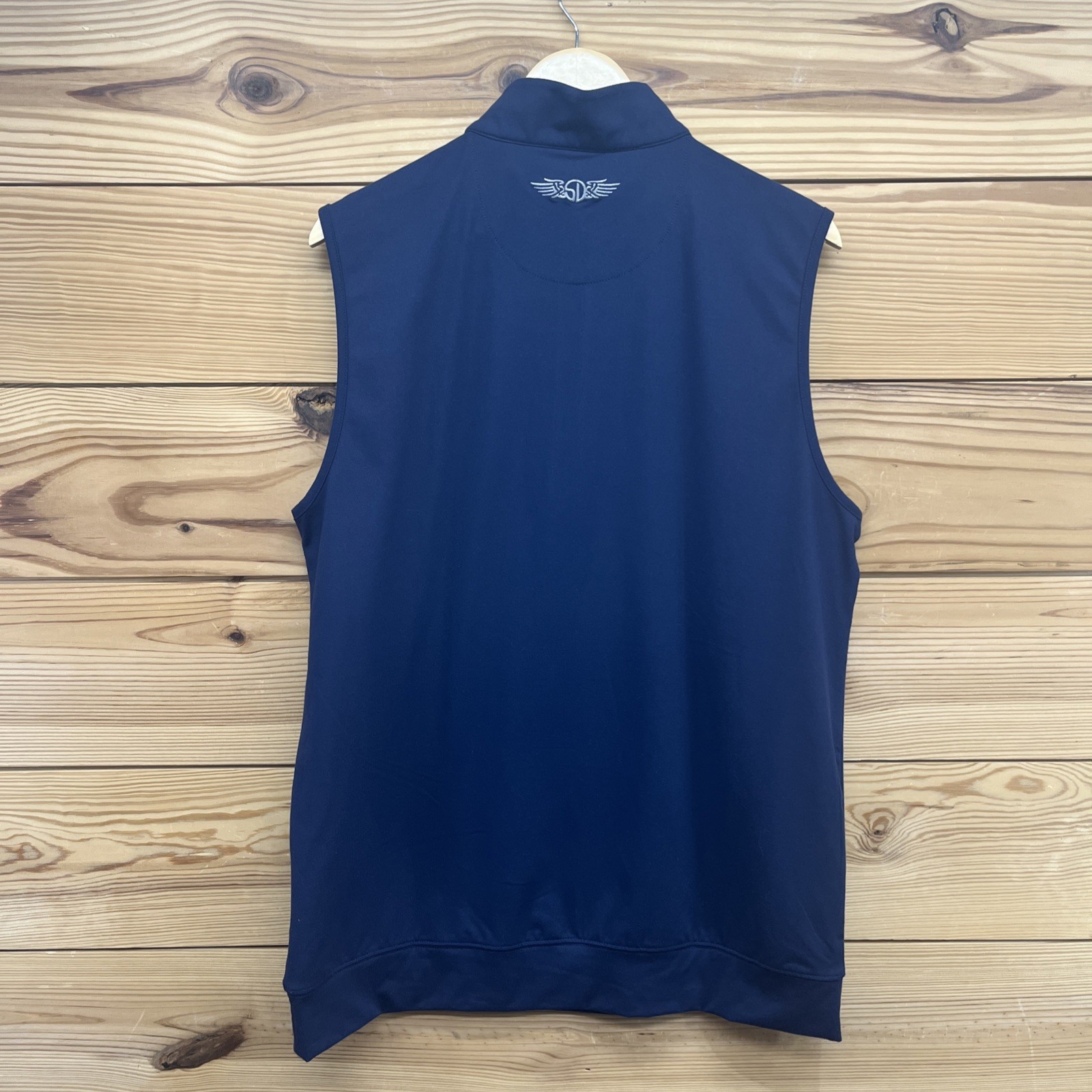 Straight Down Golf Performance Vest Mens Size Medium Poly Blue 1/4 Zip B145