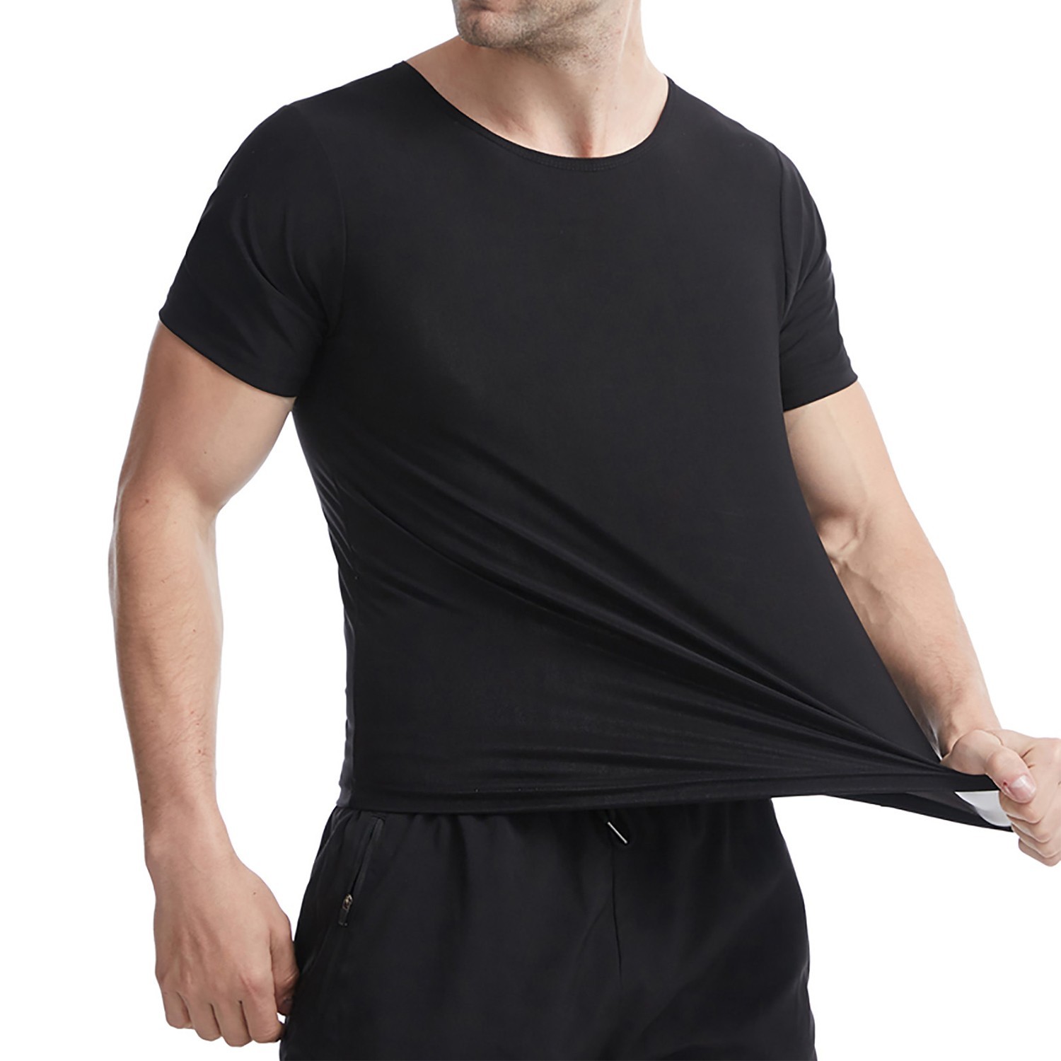 Men Heat Trapping Sweat Shirts Body Shaper Workout Sauna Suits Slim Vest Tank US