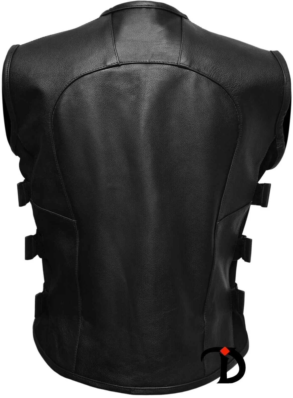 NEW Black Real Cow Hide Leather Tactical SWAT Style Biker Motorcycle Vest Jacket