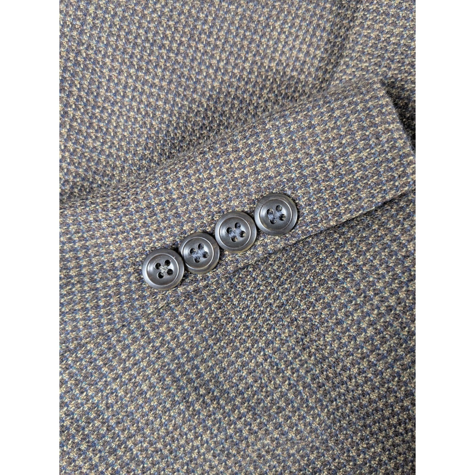 Pronto Uomo Men 44 Regular Brown Houndstooth 100% Lambswool Blazer Jacket (Read)