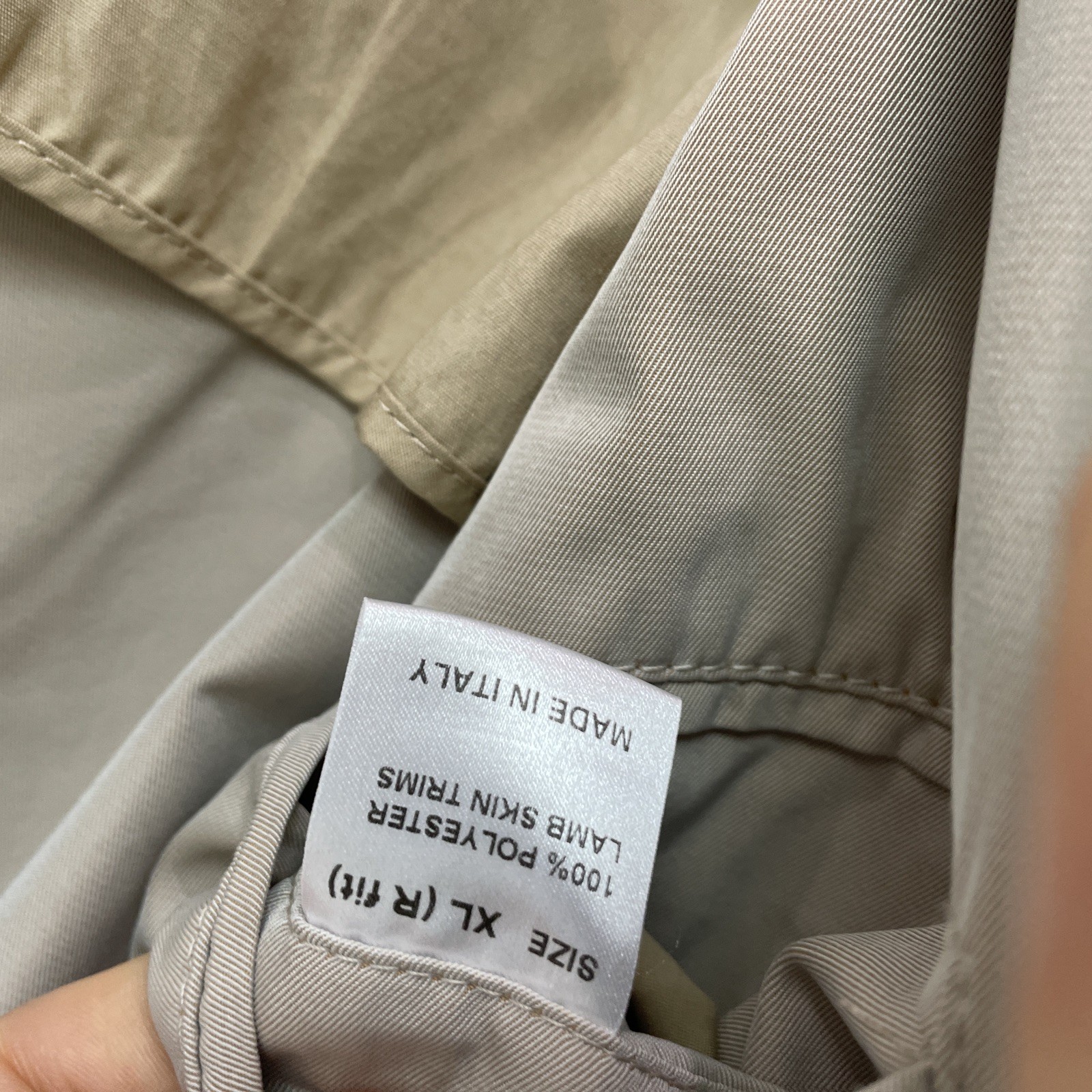 Alfred Dunhill London Beige Trench Coat Mac Cream Mens Size XL Leather Trim