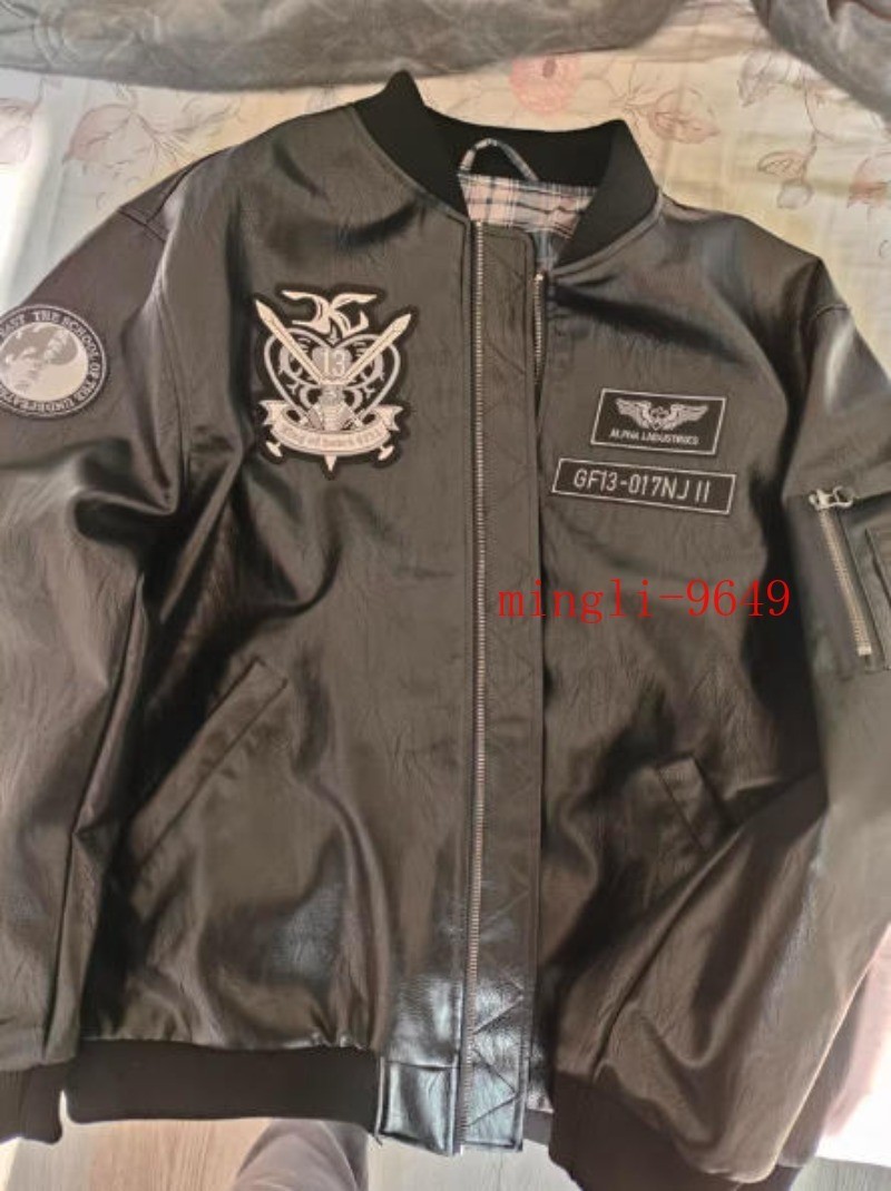 Mobile Fighter Gundam Domon Kasshu Embroidery Jacket Flight Leather Coat Zipper