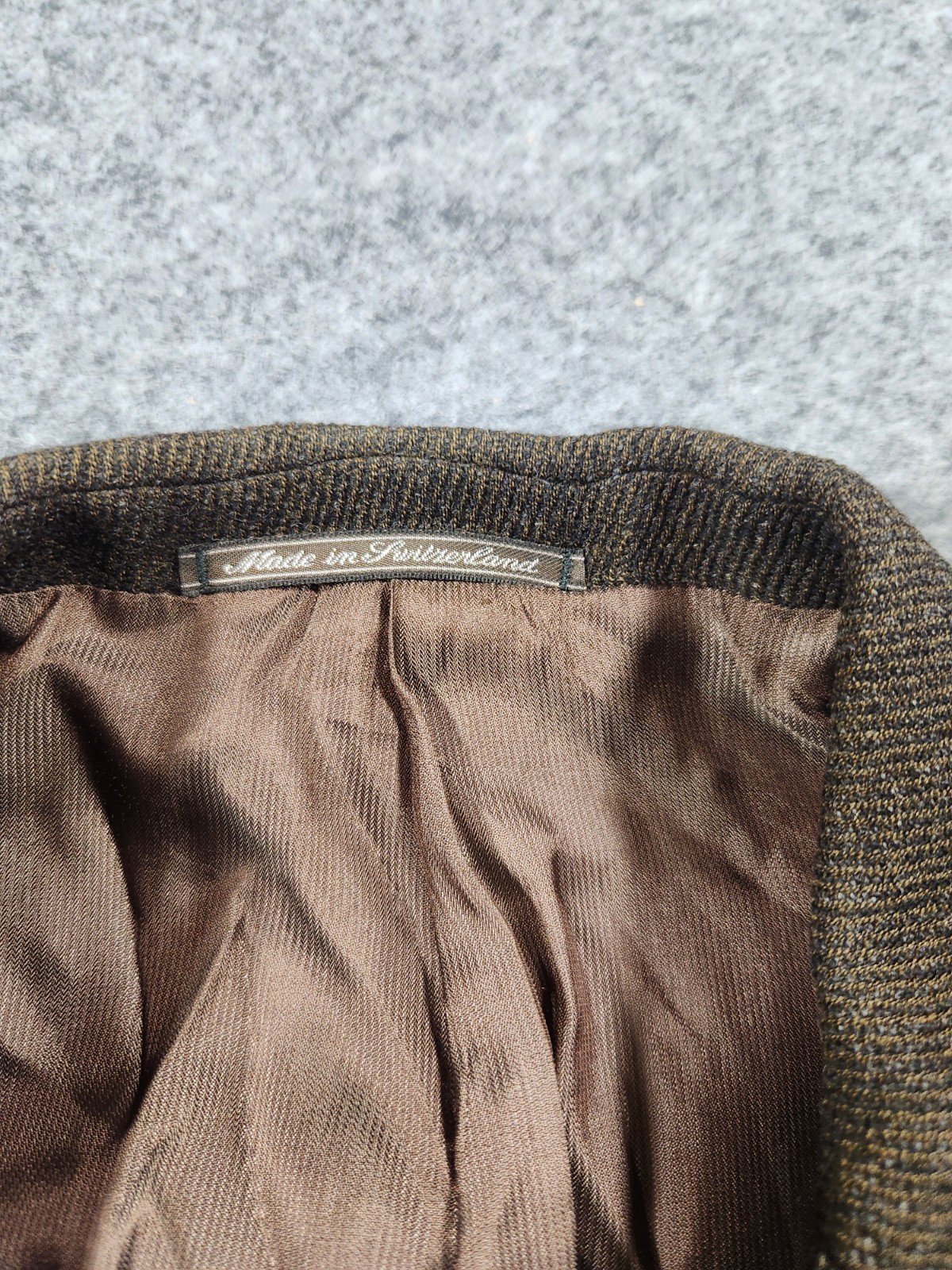 VTG Ermenegildo ZEGNA Overcoat Men 44 EU 54 Brown Herringbone Tweed Long Jacket