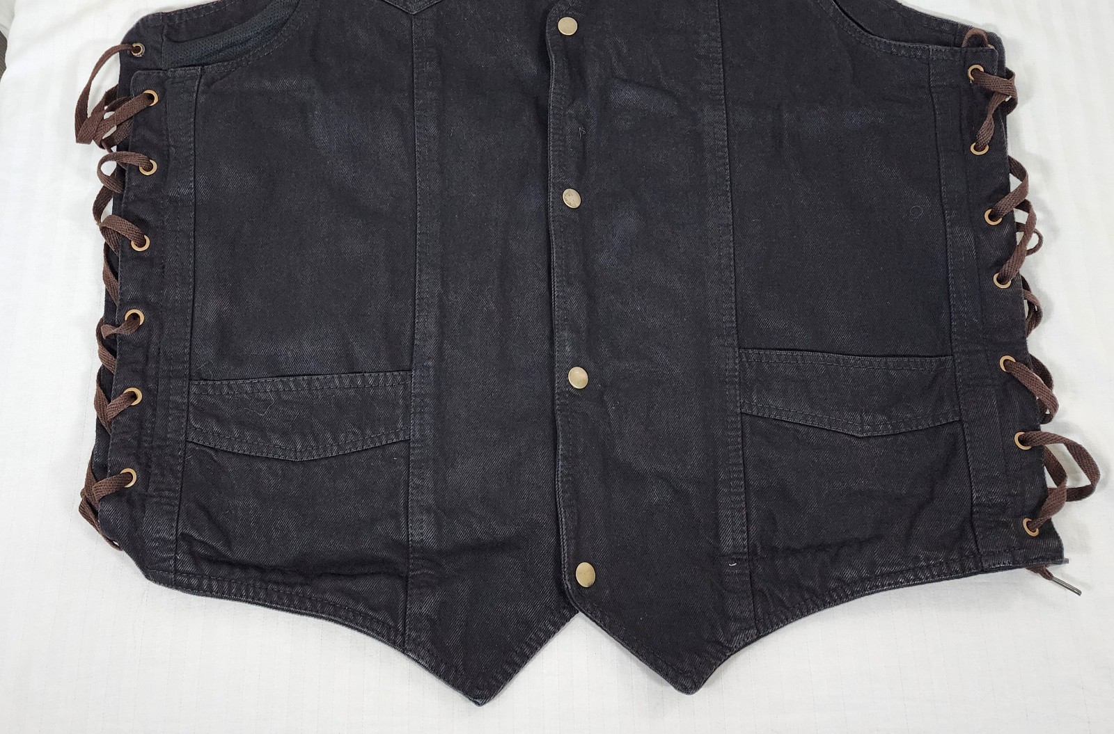 Men’s Milwaukee Performance Black Denim Snap Vest 2XL Conceal Carry. Side Lacing
