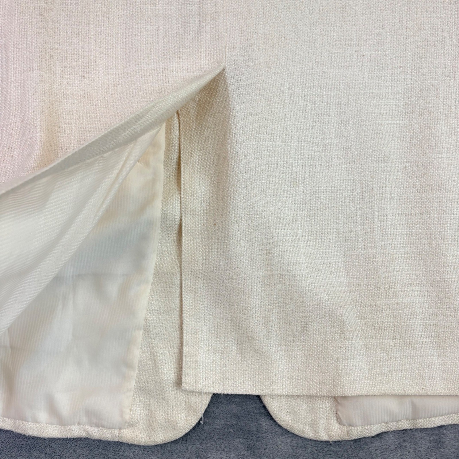 C&R Clothiers Mens 50R Off-White Raw Silk Blazer Two Button Sport Coat **Flaw