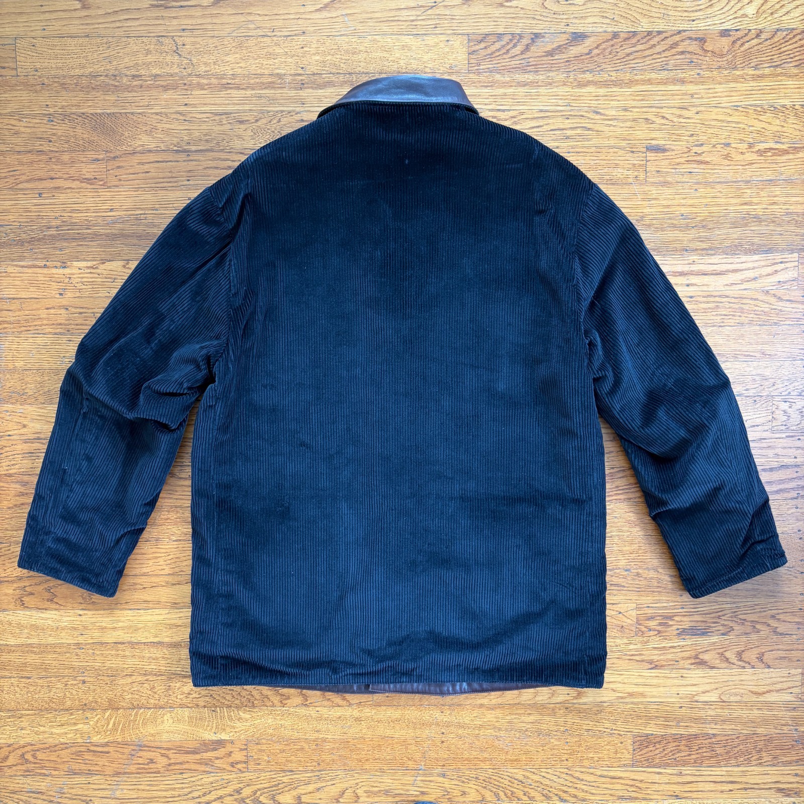 Alfred Dunhill Reversible Leather Jacket Brown Car Coat Black Corduroy Men M