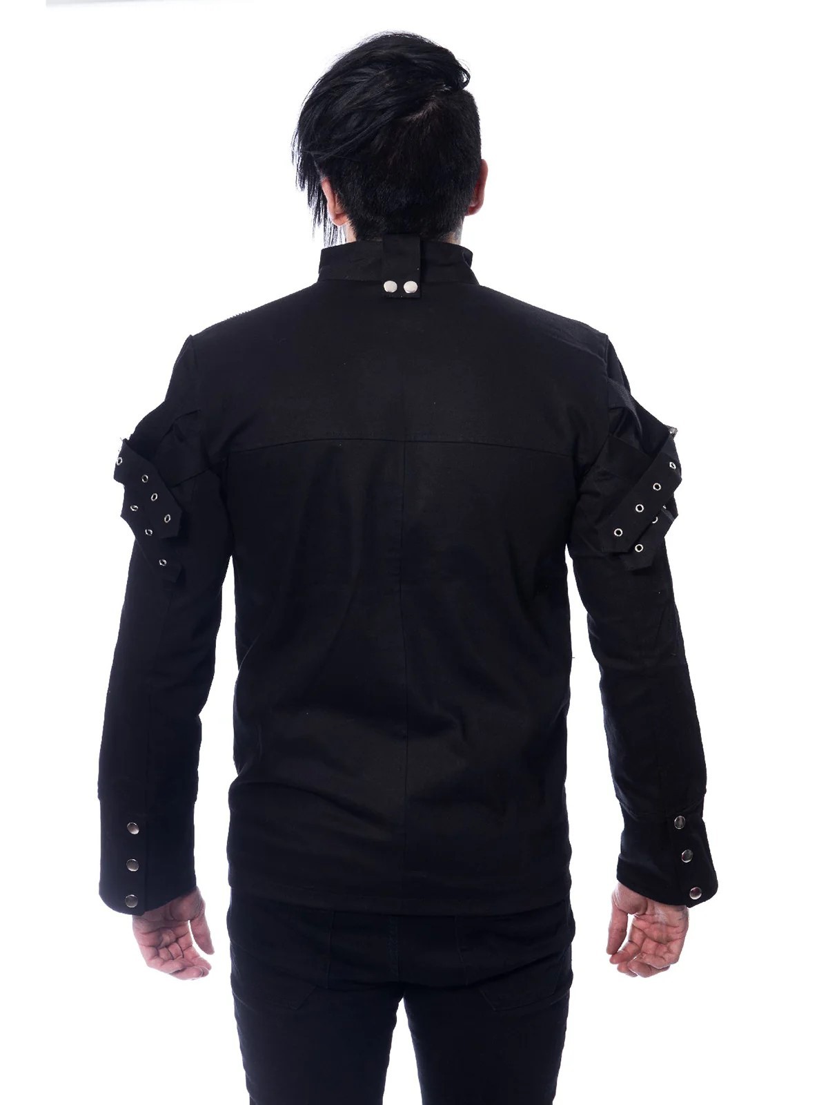 Black Tonik Jacket Goth Punk Buckle Zip Coat Military Bondage Jacket All Sizez