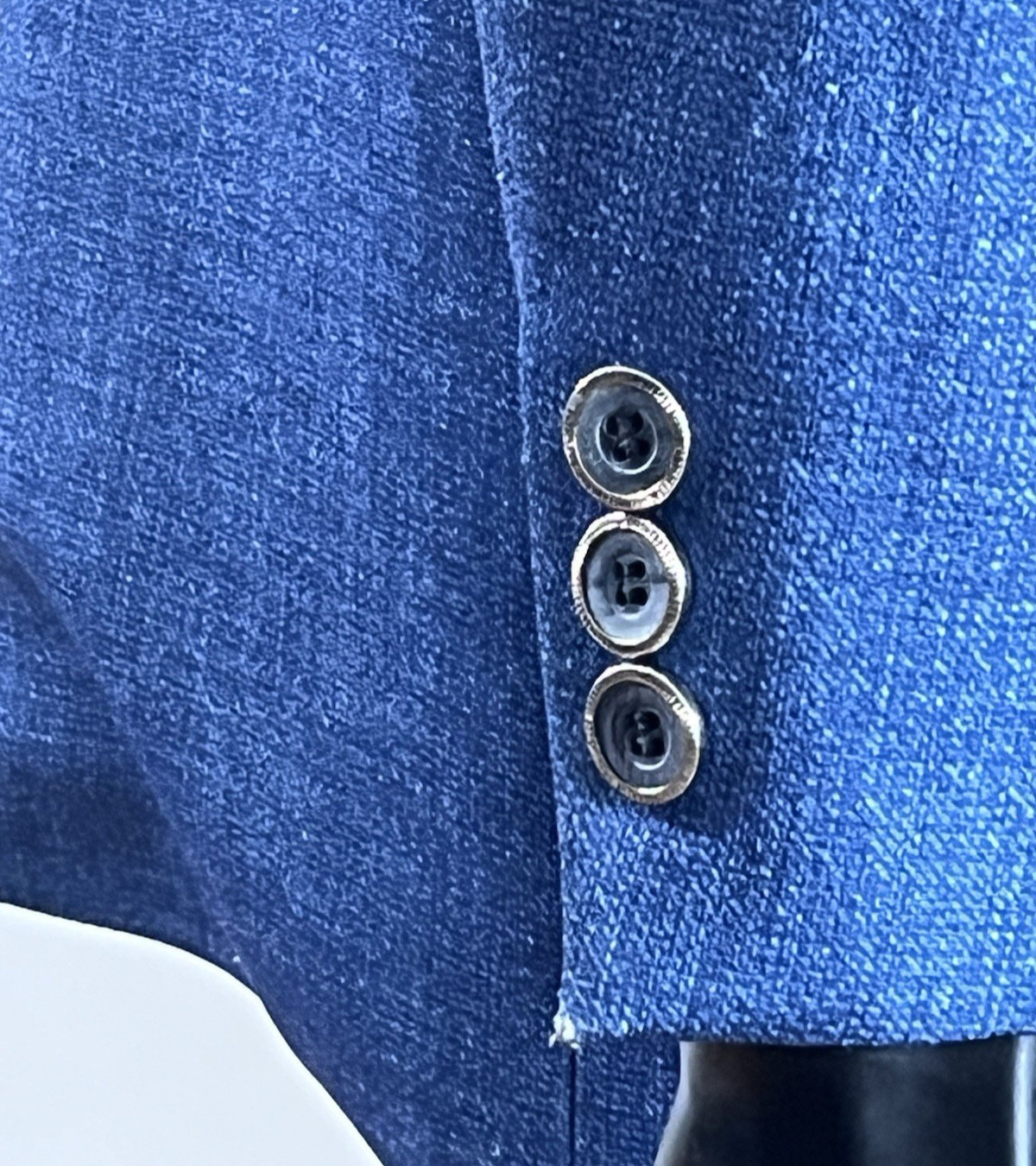 Vintage The Knot Men’s L Blue Denim & Leather Western Blazer 1970’s Two Button