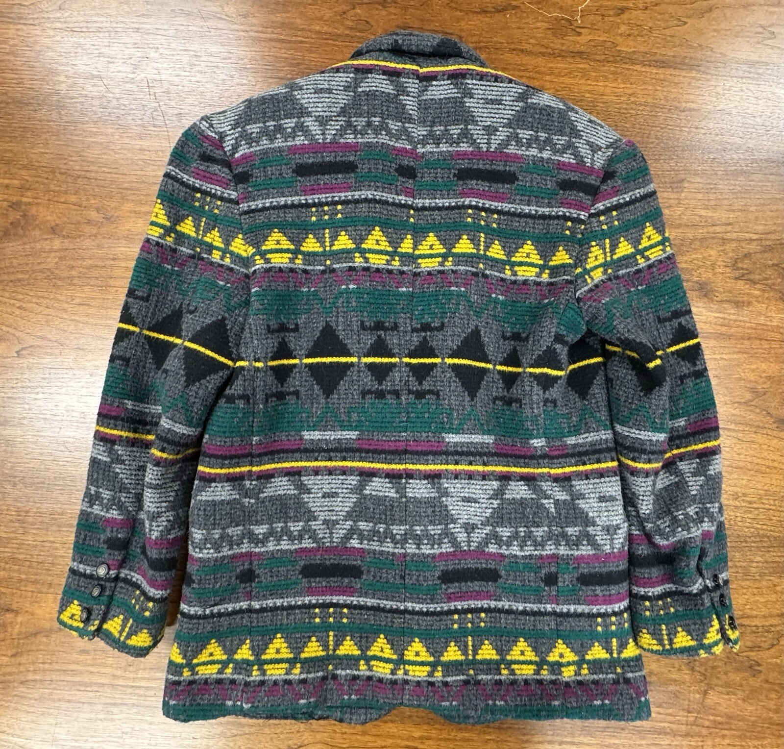 Vintage YES MEN Aztec Pattern Thick Wool & Acrylic Blazer Jacket, Size Medium M