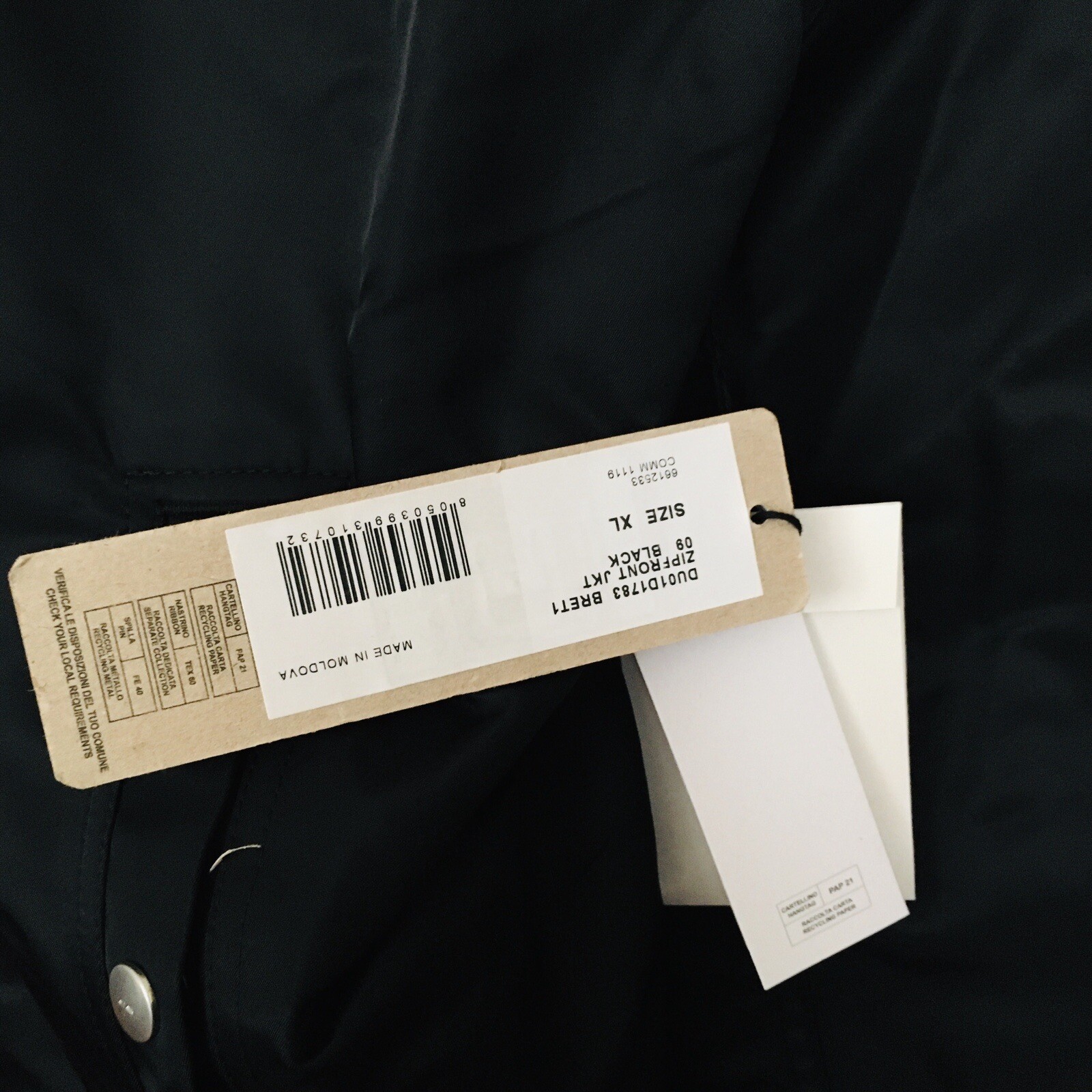 Rick Owens DRKSHOW BRET 1 – Zipfront Men’s Jacket – Black Size XL – DU01D1783 –