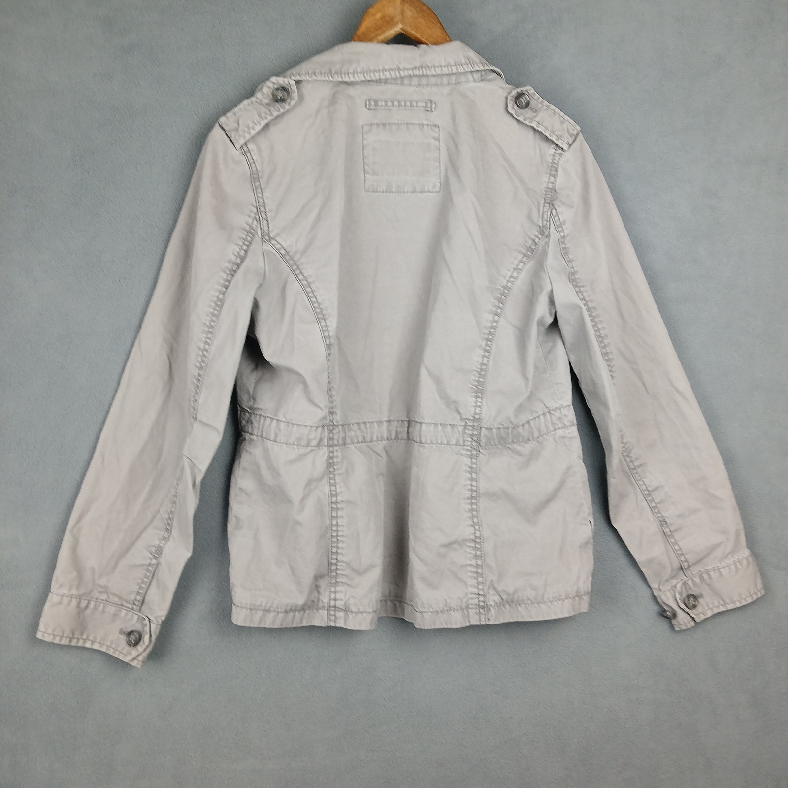 Banana Republic Utility Jacket Mens Medium Gray Cotton Full Zip Spread Collar