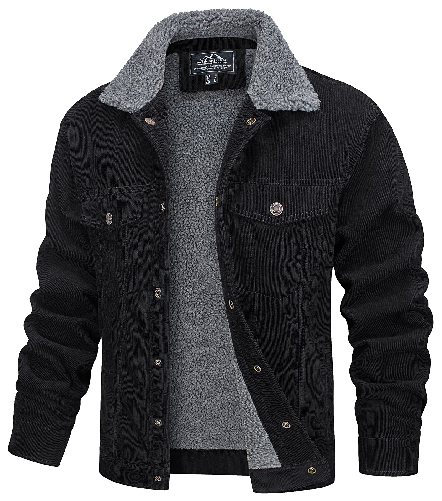 Men’s Winter Warm Corduroy Jacket Sherpa Lined Trucker Jacket Casual Work Coats