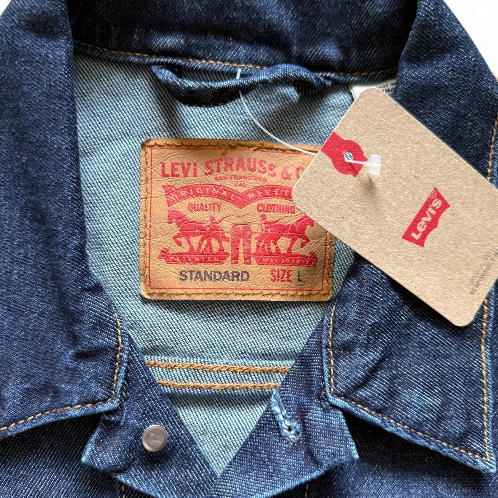 Levi’s Men’s L Standard Dark Wash Denim Trucker Jacket New With Tags