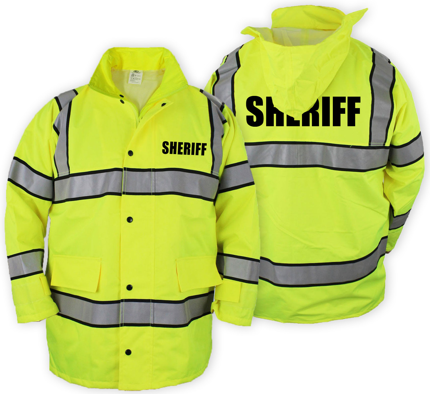 High Visibility Raincoat with Reflective Stripes (Lime Green)