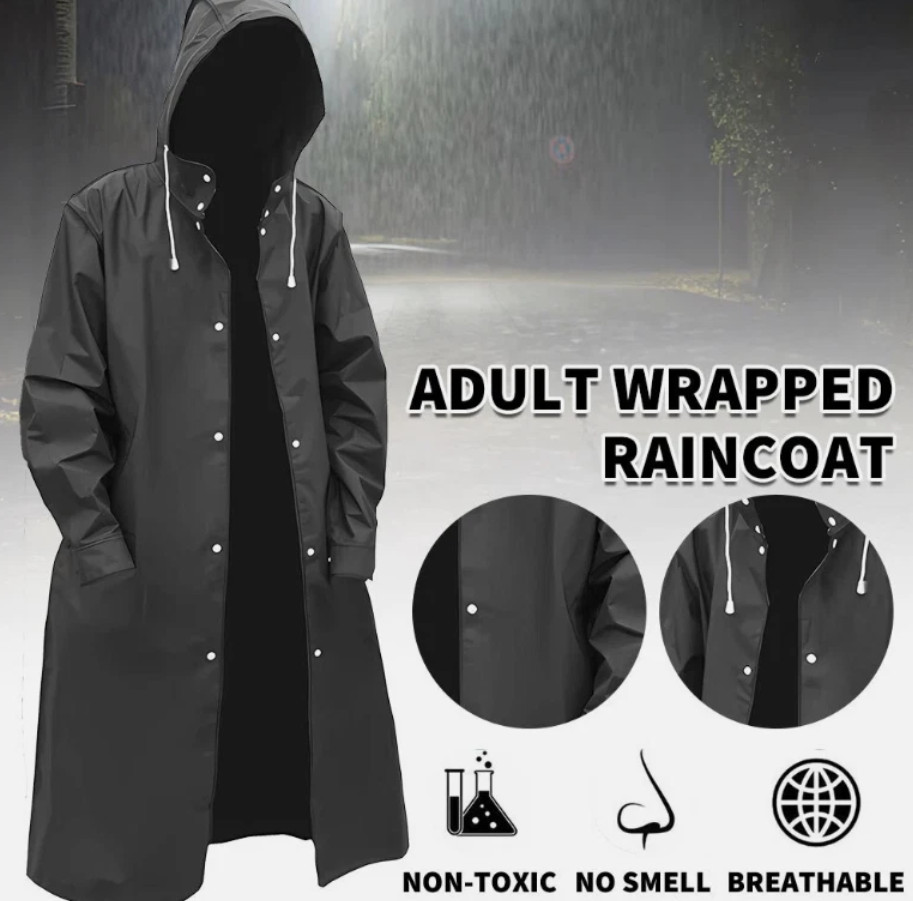 Unisex Adult Waterproof Raincoat Rain Coat Hooded Jacket Poncho Rainwear Camping